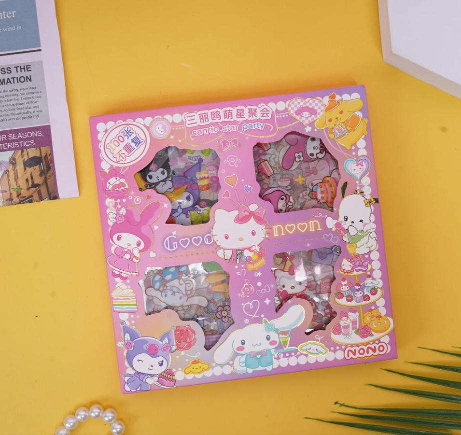 

100-Piece Non-Repeating Sticker Set,, Cinnamoroll,Kuromi, Waterproof Stickers For Books, Boxed, Present For Girls