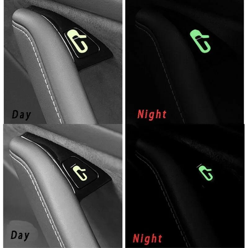 For Tesla Model 3 Y Car Door Button Luminous Sticker Reminder Door Open Exit Sticker Armrest Window Lift Button Switch 2017-2020