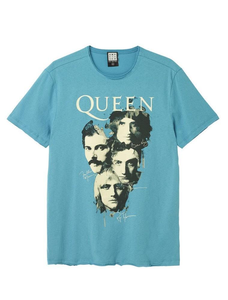 Усиленная футболка с подписью Queen, бирюзовая, унисекс XXXL