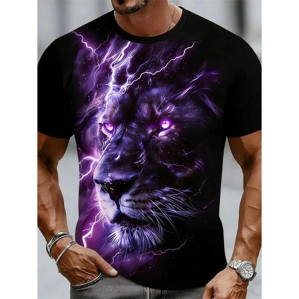 Summer Loose Breathable Oversized Sports Versatile Round Neck Short Sleeved T-shirt Men's Casual Fashion Animal 3D Printed T-shirt