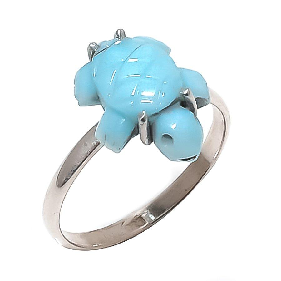 

Натуральный ларимар, ручная работа, ювелирное изделие из серебра 925 пробы, кольцо, размер 10 s2I98