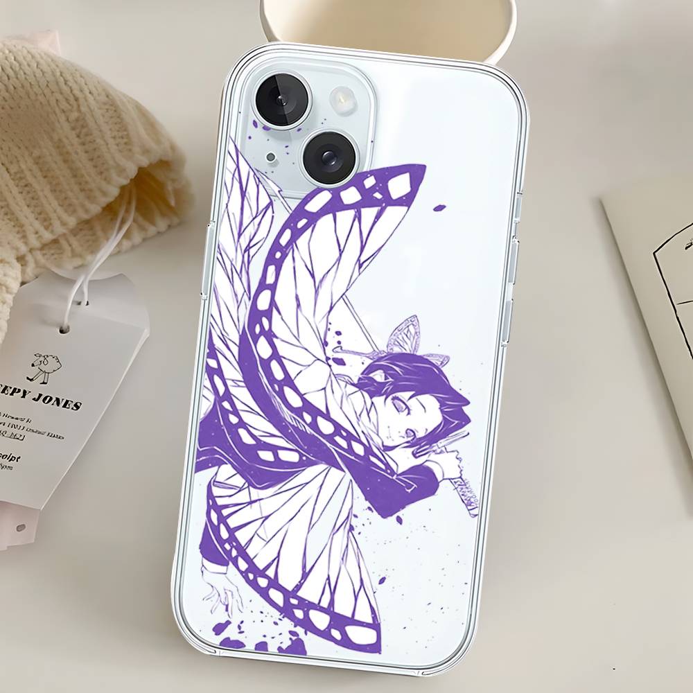 Cute S-Shinobu K-Kochos Phone Case For Iphone17 16 15 11 13 14 Pro Max 7 8 Plus X Xr Xs Max Se2020 12mini Transparent Cov