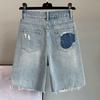 Džínové šortky s vysokým pasem s korálky s diamanty Dámské letní modely Slim Všestranné Roztrhané šortky s třásněmi