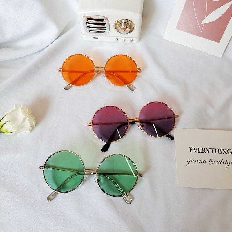 New round frame children's sunglasses baby stand glasses fashion metal sunglasses