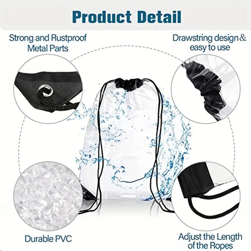 Foldable Drawstring Backpack Large Capacity Jelly Bag Simple PVC Transparent Bag  Mountaineering