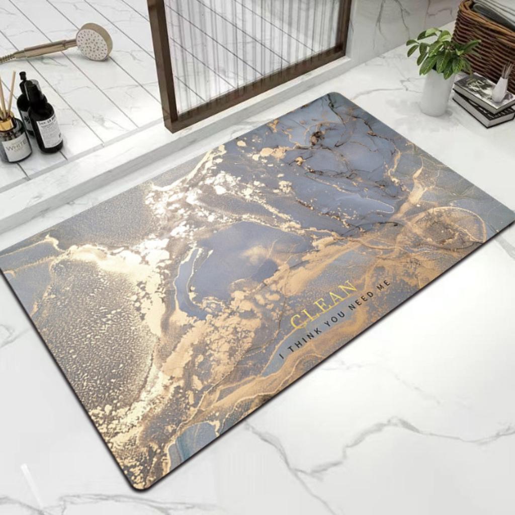 Diatom Printing Bathroom Thickening Mat Bath Non-slip Carpets In Wash Basin Bathtub Side Floor Rug Shower Room Doormat Memory Foam 3D Pad