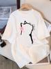 Pure cotton black short-sleeved women's t-shirt new popular summer unique design niche top loose t-shirt