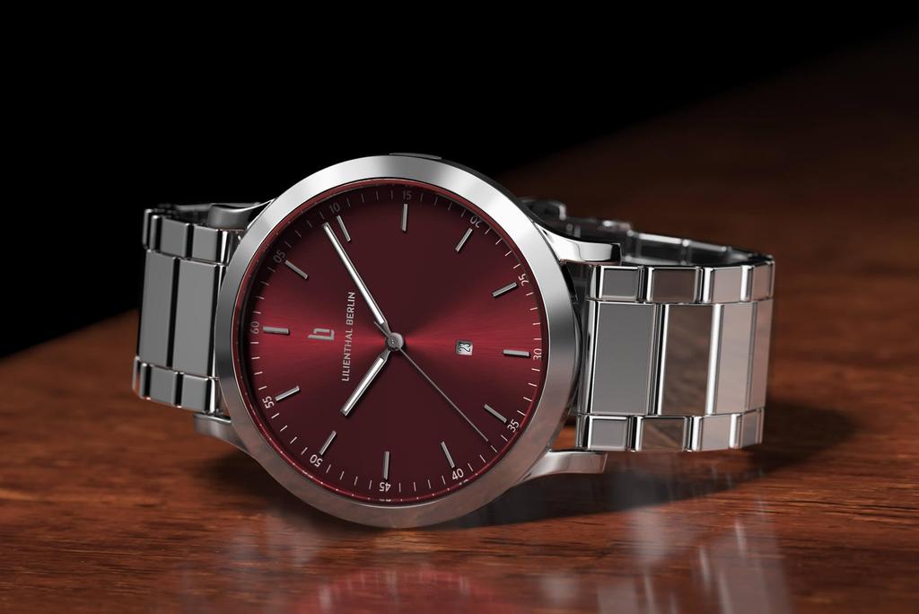 Lilianthal Berlin Silver Watch with Date Made In Men's Display, Germany, H01-108-B043AS