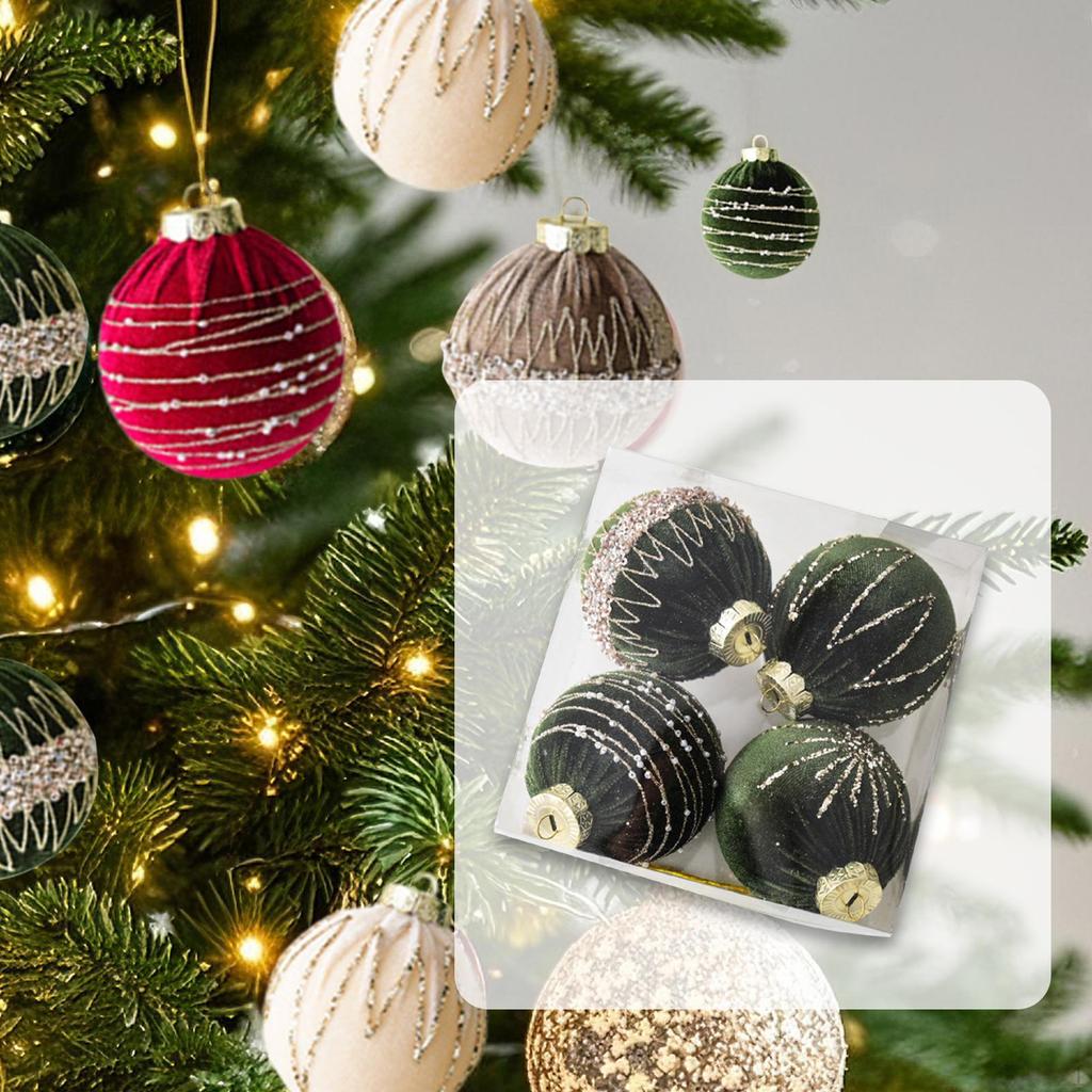 4 Stück Samt Weihnachtskugel Ornamente Baum DIY Heimdeko Weihnachtsdekorationen