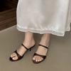 Fashion SUOJIALUN 2025 Summer New Brand Women Slipper Fashion Narrow Band Shallow Slides Thin Low Heel Outdoor Dress Sandal Pumps
