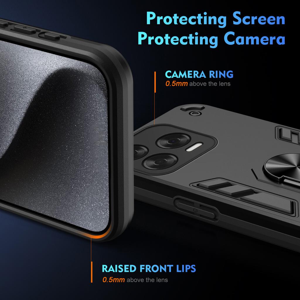 Pro ZTE Blade V70 Vita Pouzdro PC+TPU Ochrana proti pádu Kryt telefonu s prstenovým stojánkem