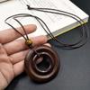 Round Clothing Pendant Retro Ethnic Sweater Necklace Gifts Vintage Leather Lanyard  Women Girls