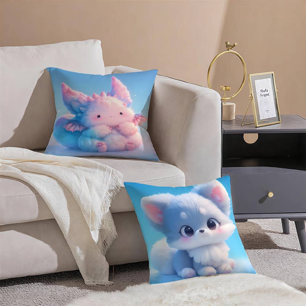 Cute Cured Animals Pictures Lovely Pillow Case Comfort Sofa Bed Silky Elegant Invisible Zipper Decorative Cushion Cover