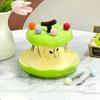 Creative Colorful Fruit Fork Plate Set Comfortable Grip Decorative Dessert Fork with Holder Household Ceramic Holder