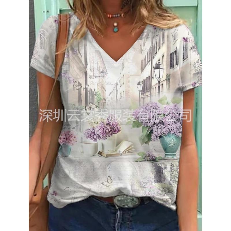 QICED Moda Donna Casual Manica Corta Scollo a V Bluse e Camicie