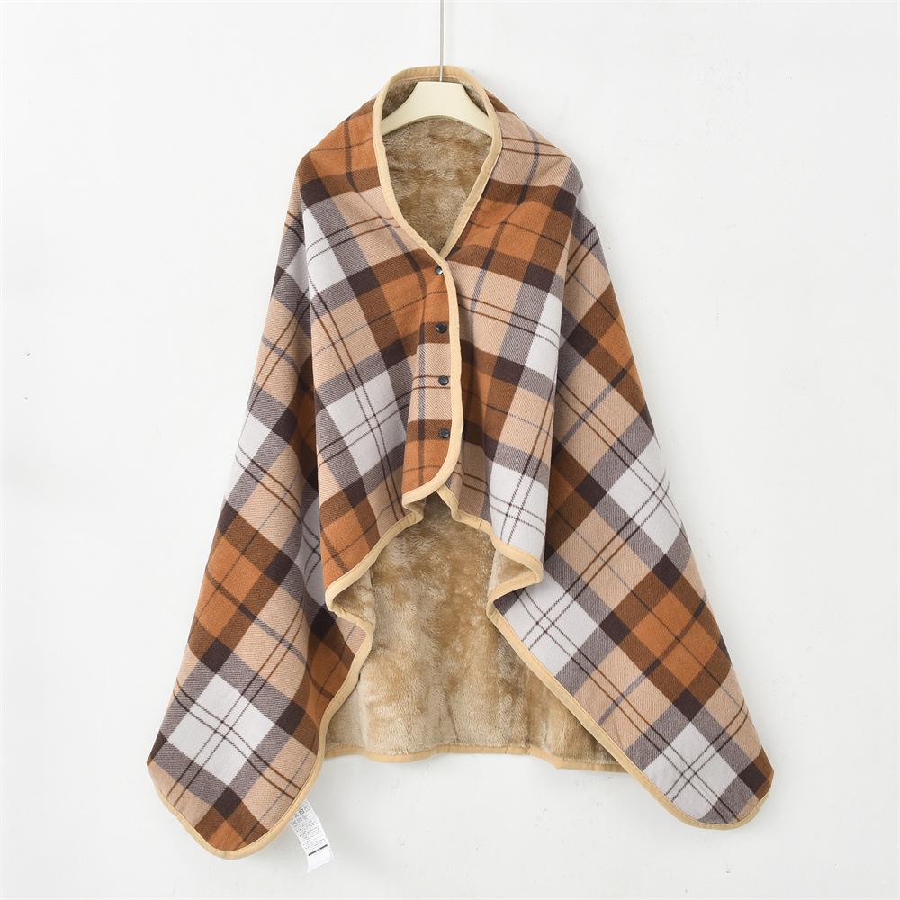 Thickened Plaid Flannel Blanket Shawl for Office