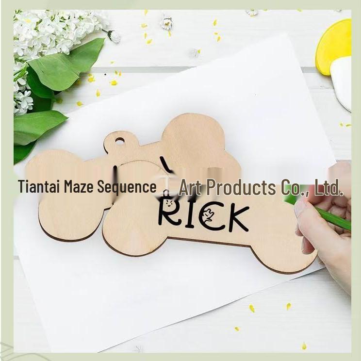 Engraved Wooden Bone Pet Door Hanger Sign