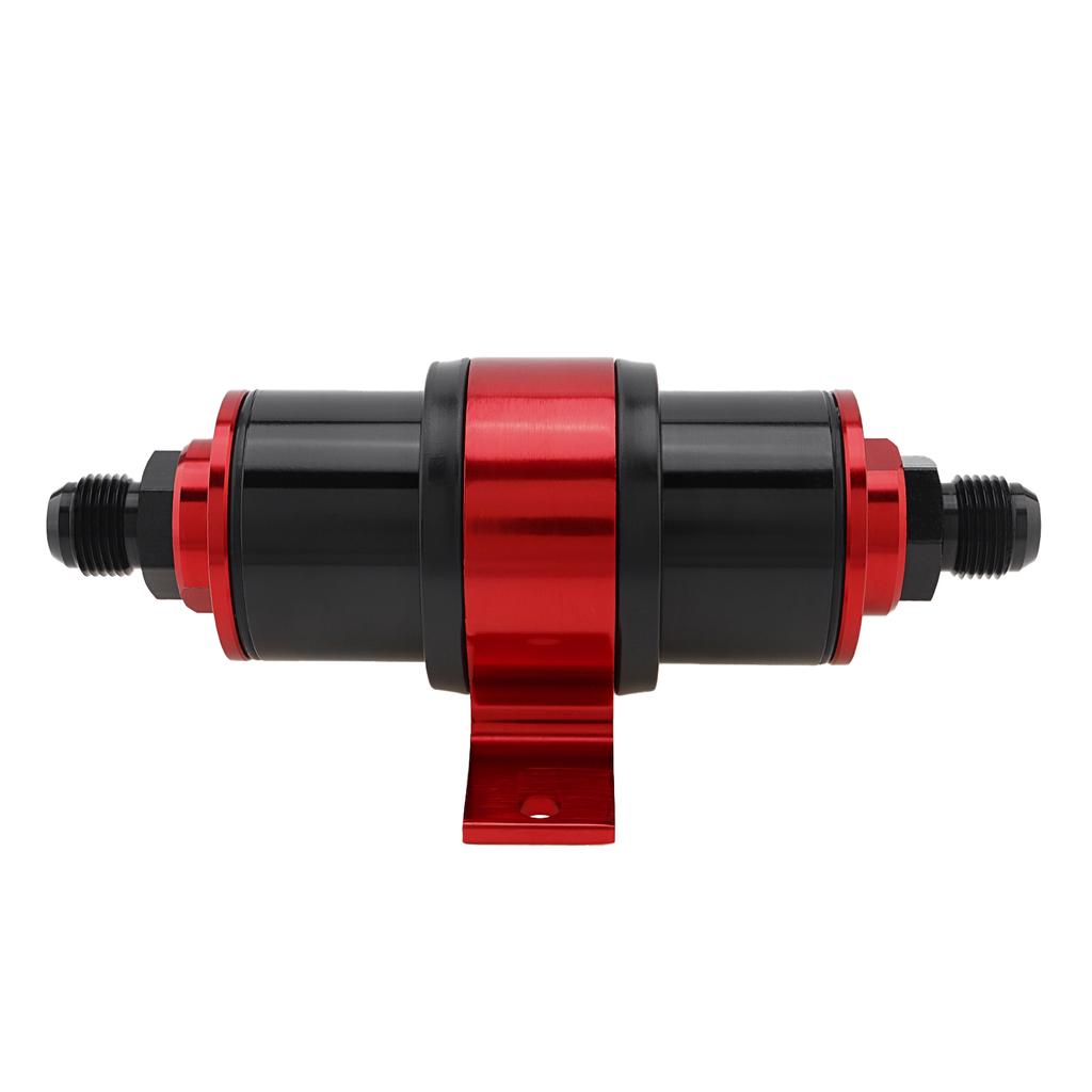 Kraftstofffilter-Kit aus Aluminiumlegierung mit 6AN 8AN 10AN Adaptern 50MM Universelle Montagehalterung Rot Schwarz Automobil