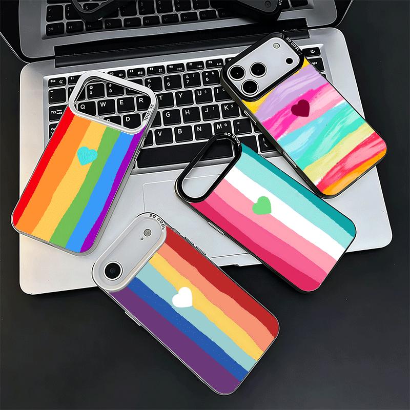 Rainbow Gradient Love Desgin Shockproof Phone Case for iPhone 17 Air 16 16E 15 Pro Max 14 Plus 13 Mini 12 Back Cover Anti Fall F