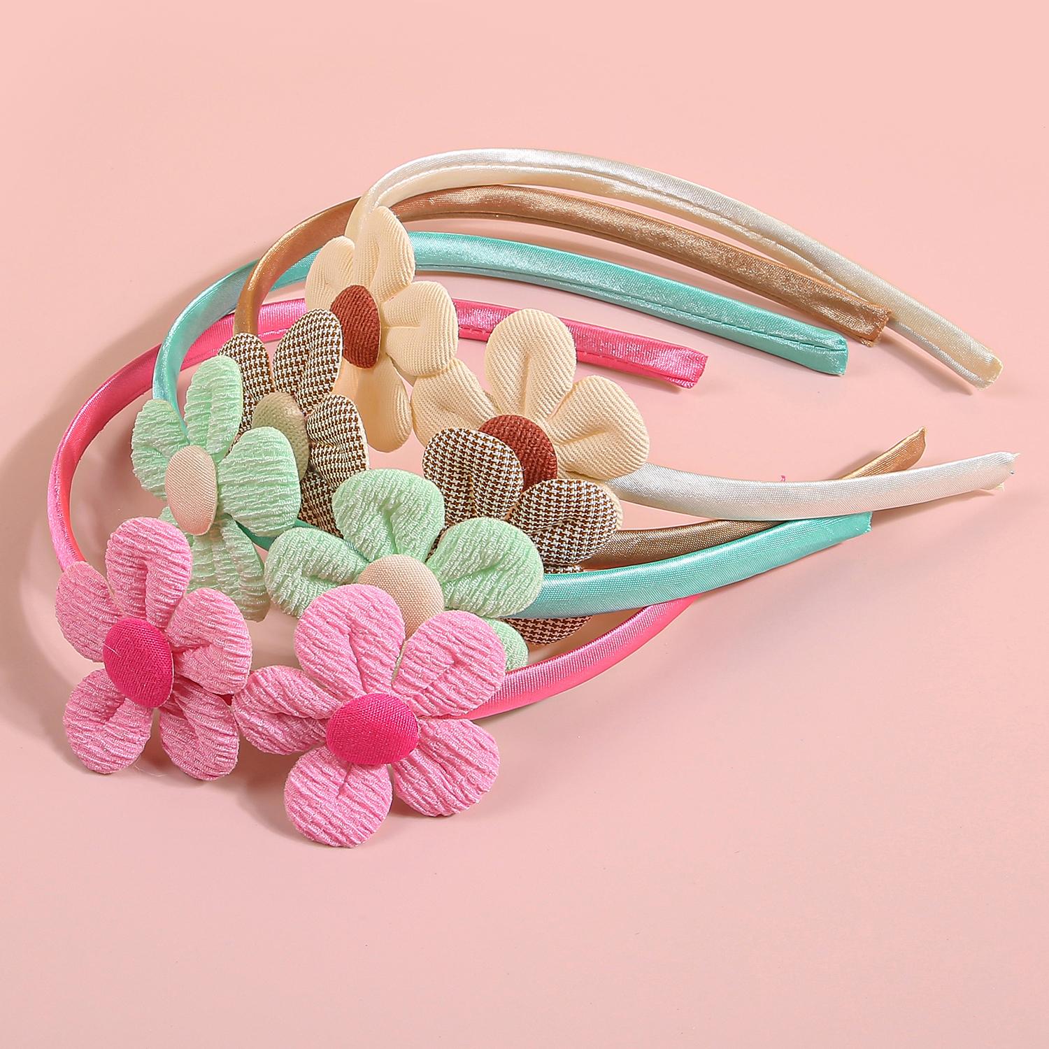 

4/8pcs Flower Headbands for Girls Kids Girls Plastic Satin Hairbands Cute Flower Headband Children Hair Aceessories