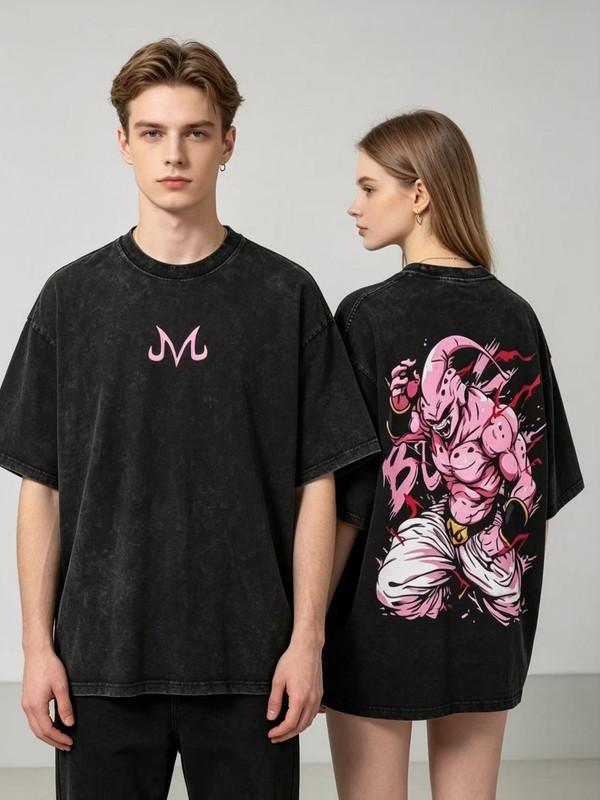 Unisex shirt Cotton Oversize Large Size Dragon Ball Z Majin Buu Printed Washed
