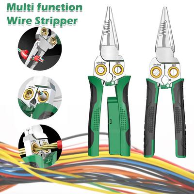 Electrician's Pliers, Multi-function Wire Stripper, 8-in-1 Stainless Steel Needle-nose Pliers with Electrical Measurement
