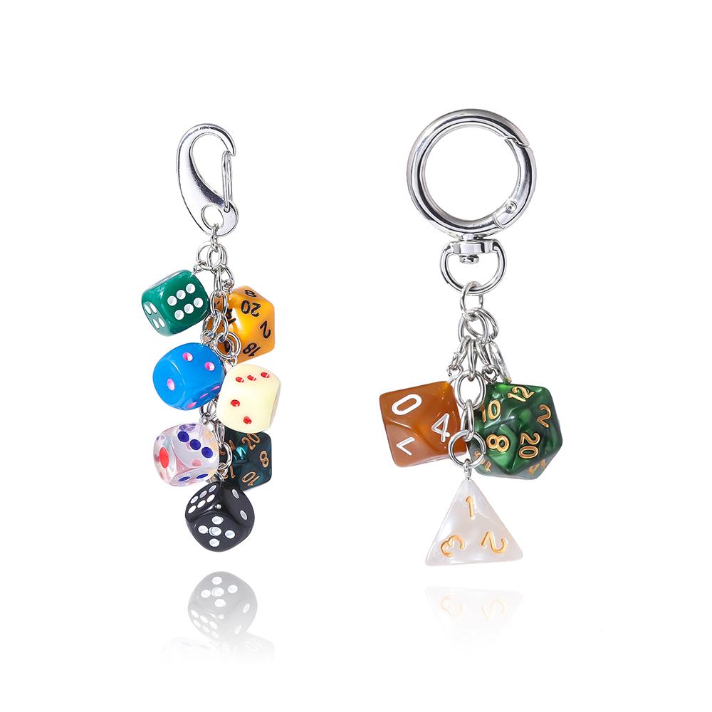 2Pcs/Set Fashion Irregular Dice Keychain Pendant Novelty Funny Car Keyring Exquisite Backpack Decoration Accessories Gifts