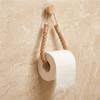 No-Drill Toilet Paper Wood Hook Hand-Woven Jute Rope Tissue Holder  Bathroom