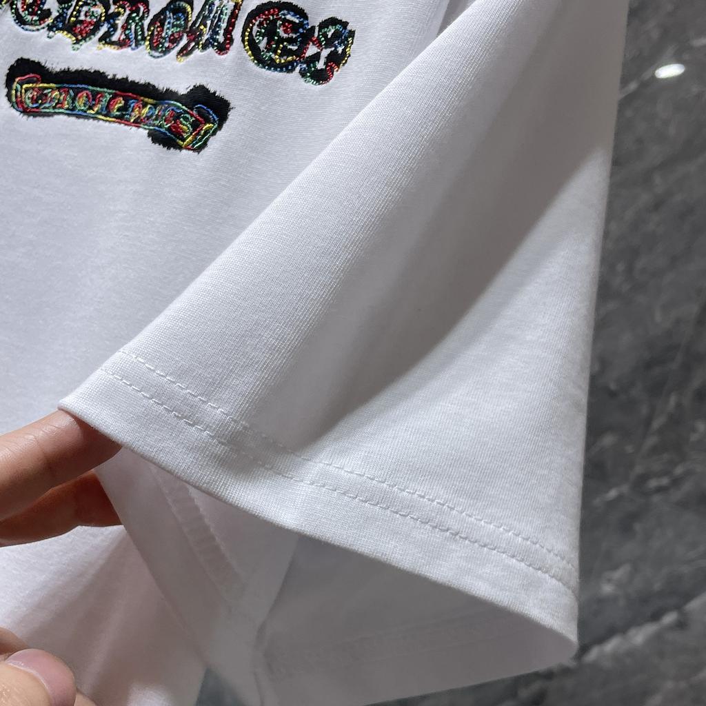 GZ-8952 CHROME HEARTS 2025 Léto Nové Vysoce Kvalitní Bavlna Kulatý Výstřih Volné Velká Velikost Pánské a Dámské Tričko Pár Tričko