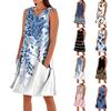 Sommerkleider für Damen Locker Strandurlaub Lässig Ärmellos V-Ausschnitt Sonnnenkleider Mit Taschen Trägerkleid