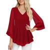 BITCED Bluse e Camicie Casual da Donna a Manica Lunga con Scollo a V e Stampa Monocolore