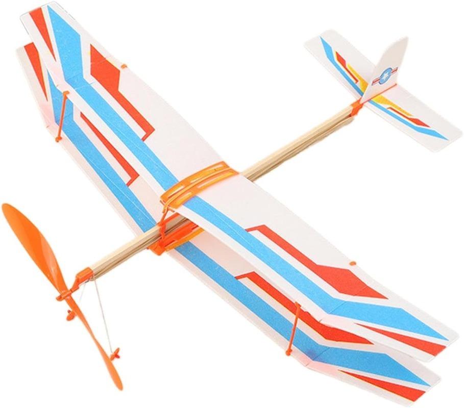 Rubber Band Powered Airplane - Balsa Wood Glider Model Toy for Outdoor Sports Throwing Aircraft for Kids & Adults(Random Color)