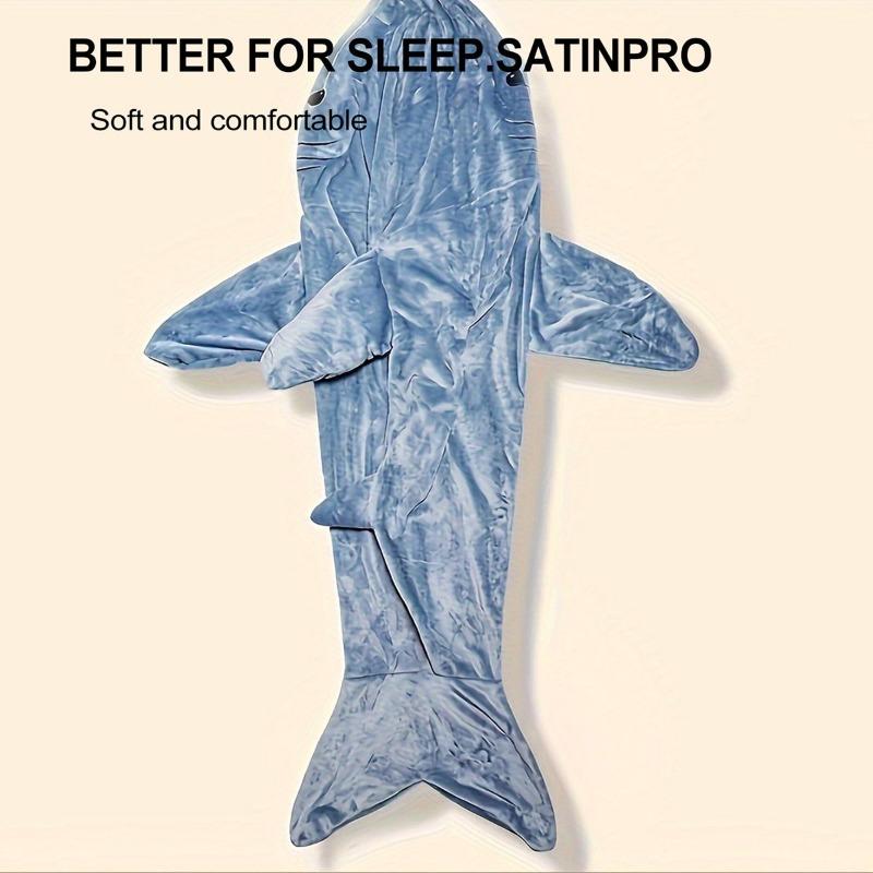 Soft Plush Wearable Shark Blanket Cartoon Animal Onesie Pajamas Cosplay Costume Sleep Bag for Adults Kids Flannel Pink Blue