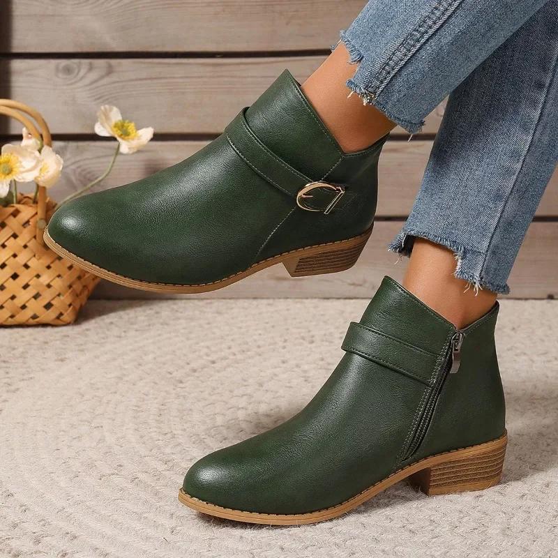 Autumn New Women's Shoes Fashion Casual Ankle Boots Women's Pointed Coarse Heel Fashion Boots Versatile Show High End