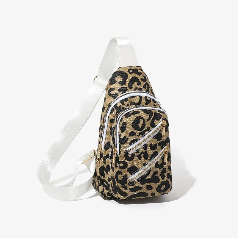 Chest Bag Fashion Chain Design Crossbody Bags Cheetah Vintage Women Single Shoulder Bags Vintage Chest Bags