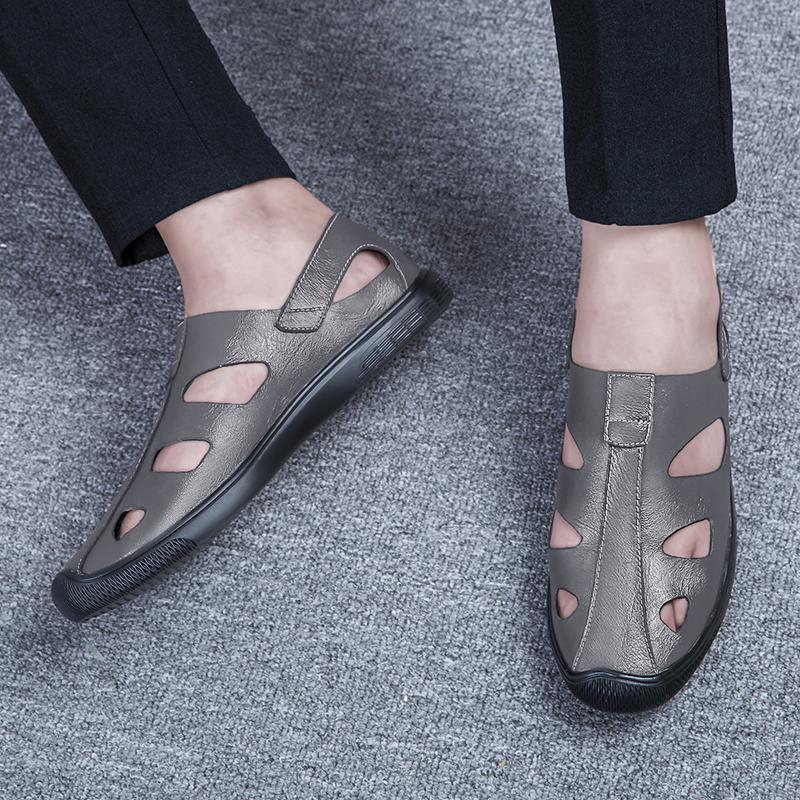 Summer Men Sandals Leisure Beach High Quality Genuine Leather Sandals Fashion Men's  Hollow Out Sandals Luxury Designer Shoes