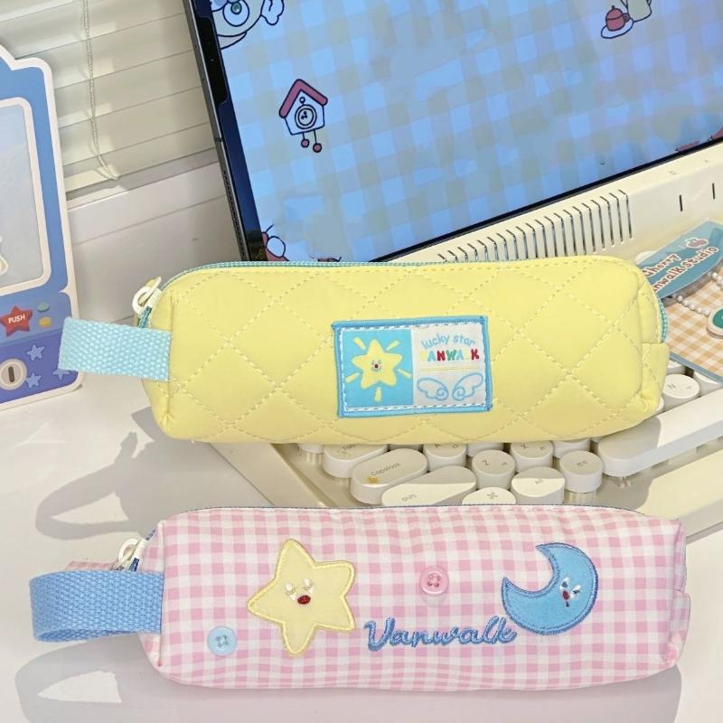 Ins Style Simple Star Large Capacity Pen Bag Pencil Case Student Stationery Simple Pencil Box Storage Bag School Supplies