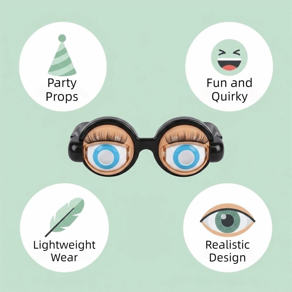 With eyelashes Crazy Eyes Props Plastic Material Novelty Glasses Funny Glasses Toys Birthday Gifts