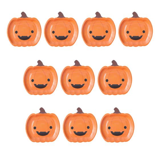 Halloween Pumpkin Paper Plates Black Orange Pumpkin Grimace Plates Disposable Serving Trays for Halloween Party Favors
