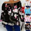 Off Women Shoulder Floral Tops Ladies Summer Loose T Shirt Blouse Plus Size