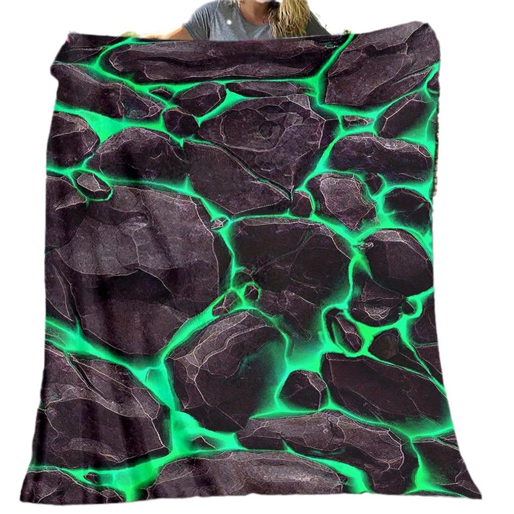 3D Hot Molten Rock Digital-printed Polyester Bedroom Velvet Flannel Cover Blanket Fleece Soft Sofa Cover Blankets for Beds