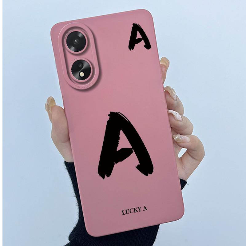 Case For Oppo A18 A38 A58 A78 4G Cover Camera Protection Cute Letter Liquid Silicone Soft Back Covers For Oppo A 38 A 18 Housing