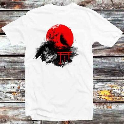 230 Gsm 100% Cotton Japanese Birds Sunset Sakura Bonzai Tree T Shirt Vintage Retro Cool Gift Mens Womens Unisex Cartoon Anime Top Tee B1033