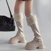 Winter Platform Thick Sole Women Knight High Boots Comfort Warm Cotton Snow Shoes Ladies Punk Height Increase Long Booties