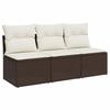 VidaXL Garden Sofa with Cushions 3-Seater, Seat with Backrest, Patio Furniture Backyard Terrace Outdoor, Brown 366219
