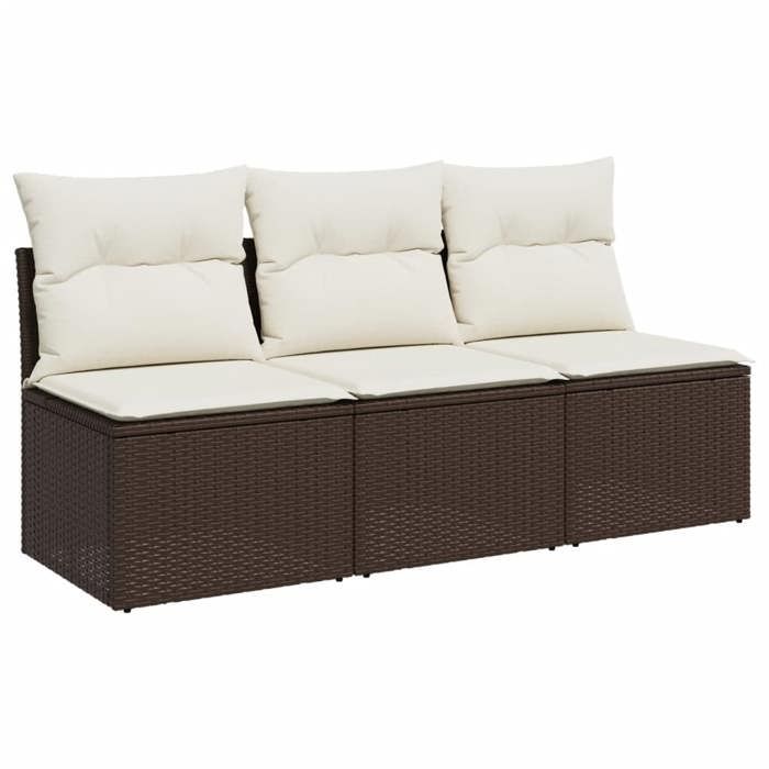 VidaXL Garden Sofa with Cushions 3-Seater, Seat with Backrest, Patio Furniture Backyard Terrace Outdoor, Brown 366219