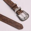 New Y2K Retro Women’s Wide Leather Belt with Petal Print and Carved Buckle