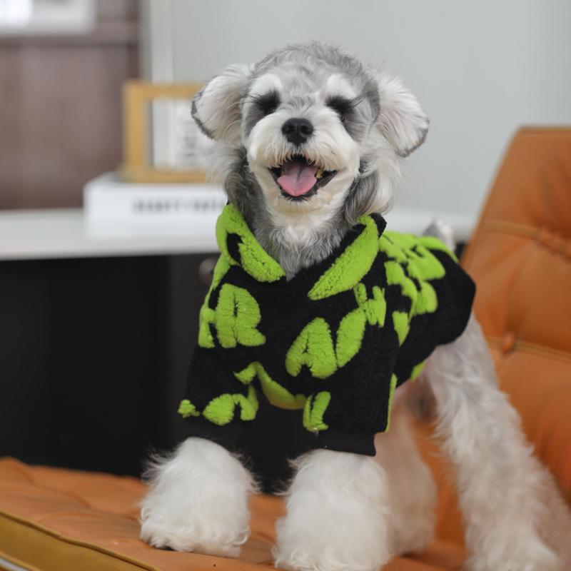 

Schnauzer Clothes Winter Dog Hoodie Coat Pomeranian Poodle Bichon Frise Pet Clothing Apparel Thick and Warm Dog Costume Dropship M зелений