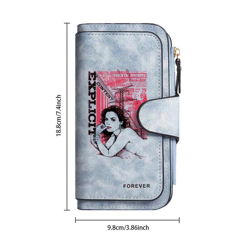 Vintage Explicit Print Wallet Forever Stylish Lady Casual Long Purse