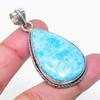 Natural Larimar Gemstone Handmade 925 Sterling Silver Jewelry Pendant 2.01" AP-15216